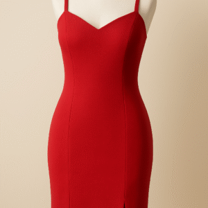Vestido Vermelho com Detalhe em V