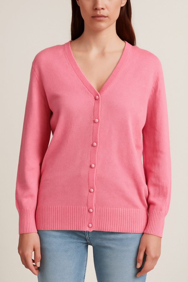 Blusa Feminina Tricô com Botões Gola Redonda Tam G
