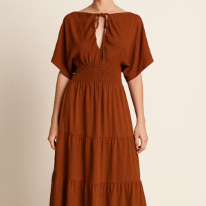 Vestido Ciganinha Caramelo – Elegância com leveza