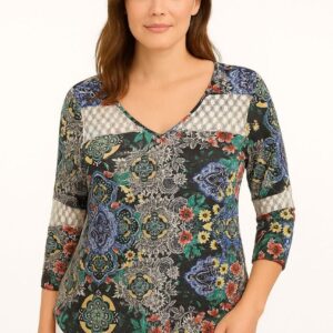 Blusa Floral com Detalhes em Renda