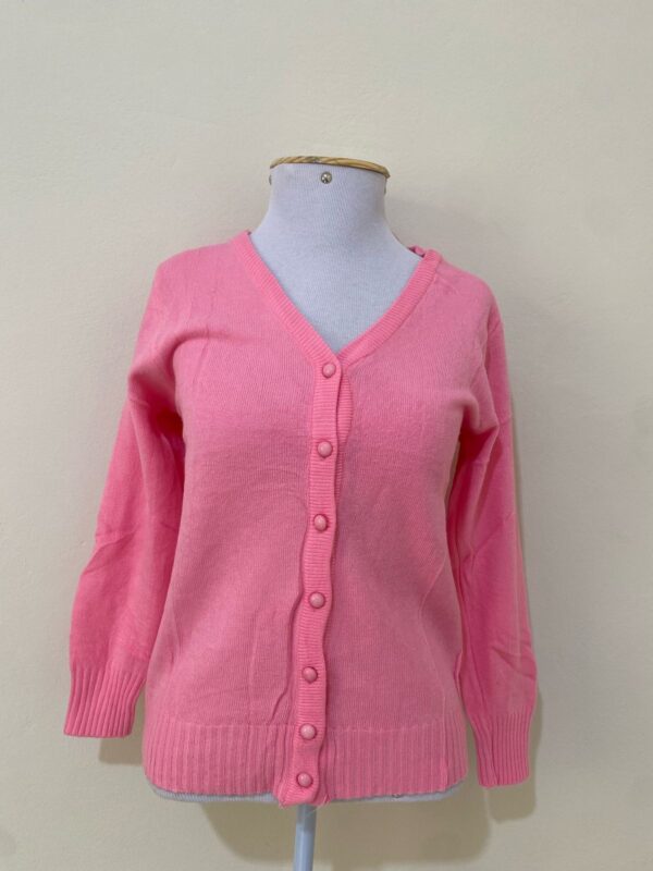 Blusa Feminina Tricô com Botões Gola Redonda Tam G - Imagem 2