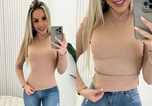 Blusa Flanelada Feminina – Branca ou Bege | Aconchego & Estilo - Imagem 2